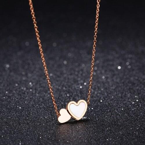 GorGor Necklace Women Fashion Statement Pattern Double Love Pendant Temperament Sweet Valentines Day Gift Accessories TX-1189
