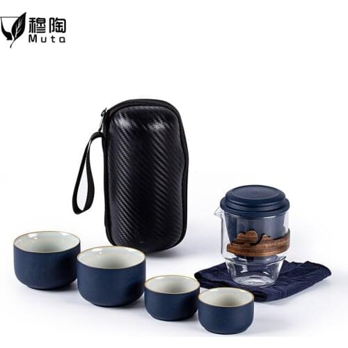 Ceramic teapots with 2 cups a tea sets portable travel office tea set drinkware black crockery ceramic teapot kettles tea cups
