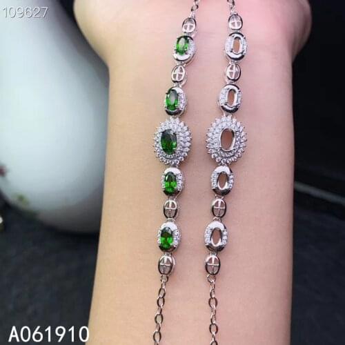 KJJEAXCMY fine jewelry 925 sterling silver inlaid Natural Diopside gemstone ladies bracelet support detection exquisite