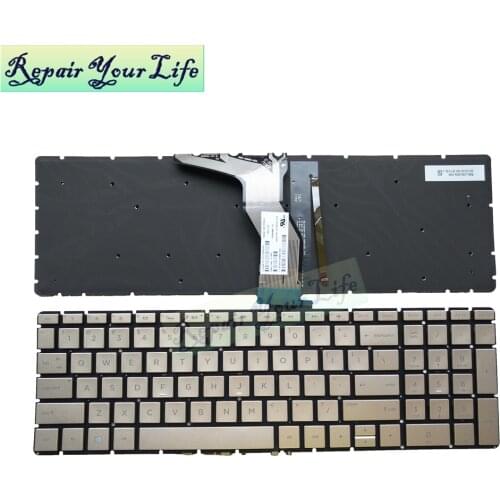 Laptop keyboard for HP for ENVY X360 15M 15-BP 15-BP015 15-BS 15-BW 250 G6 US English with backlit Golden SN7161BL2 90320-XUA
