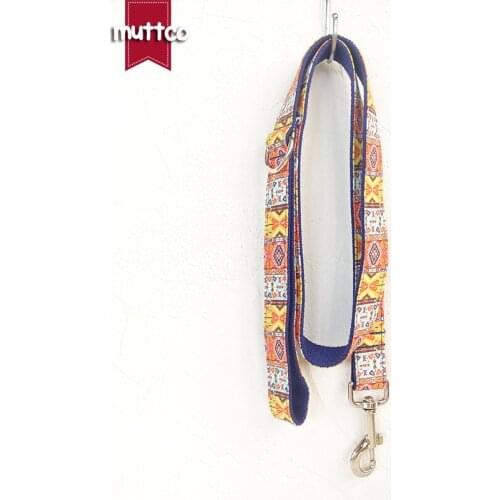 MUTTCO retailing self-designed creative refined Bohemia dog leash THE BLUE BOHEMIAN fashionable beefy dog leashes 5 sizes UDL054