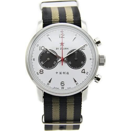 SEAKOSS REDSTAR Panda Pilot Chronograph Watch Mens 42mm ST1901 Seagull Movement Hardlex Men Mechanical Watches 1963 Swan-Neck