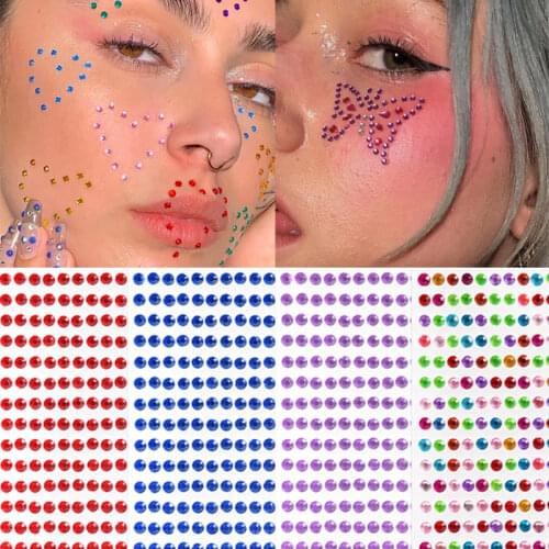 4mm Tattoo Diamond Sticker Eyes Face Makeup Self Adhesive Rhinestone Festival DIY Crystal Gems Nail Decoration Acrylic Stickers