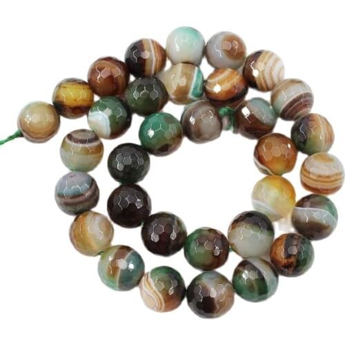 APDGG Natural 12MM Green Round Faceted Agate Beads Gemstone 15.5" Strand For Necklace Bracelet Jewelry Making DIY