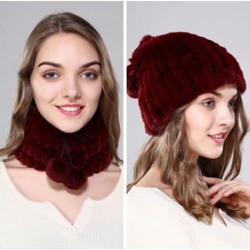 New arrival lady winter warm neckwarmer fashion natural rex rabbit fur hat ear protection 2 uses