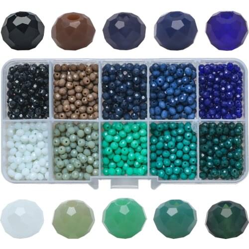 Wholesale 4mm Crystal Briolette 5040 Blue Color Round Faceted Glass Rondelle Beads For DIY Jewelry Making Findings Accessories