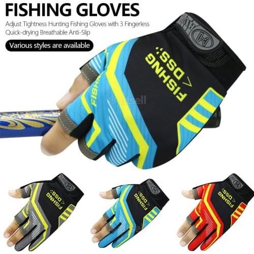1 Pair Three Fingers Cut Fishing Glove Tool for Men Anti-slip Outdoor Fishing Elasticity Glove Fishing Accessories Fish Finder