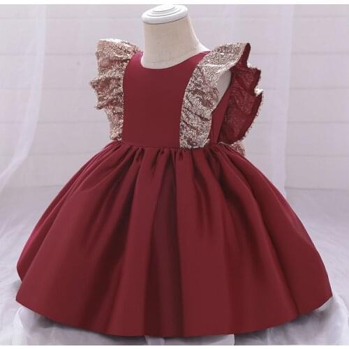 Girl baby Sequin Bow dress 2020 new Flower girl baby birthday Party Prom Sequin princess dress vestidos de fiesta