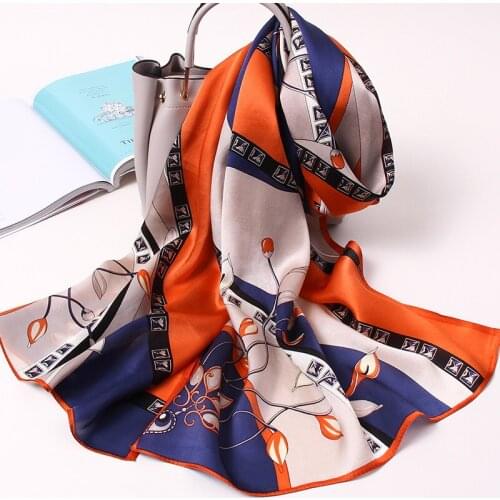 100% Silk Long Scarf Women Hangzhou Nature Silk Scarves Shawl Wraps Bufanda Headscarf Foulard Femme Print Silk Neck Scarf