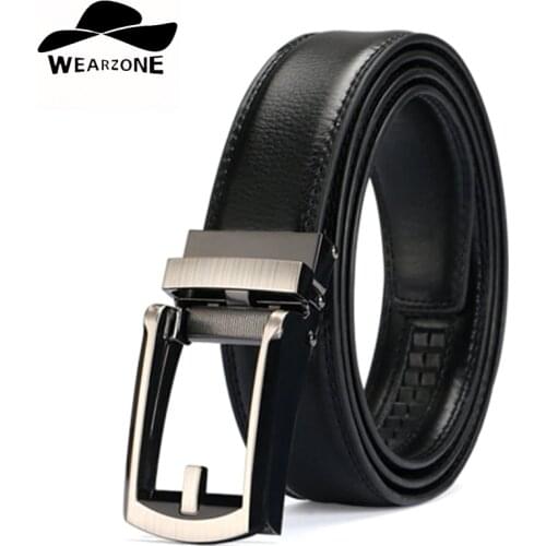 WEARZONE 2017 Men Belt Designer Cow Genuine Leather Belts Man Automatic Buckle Cowhide Belts Luxury Comfort Click Belt