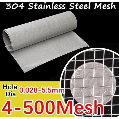 100x50cm 304 Stainless Steel Wire Mesh Filter Net 4-500M Metal Front Repair Fix Woven Mesh Filtration Screen Sheet Tool Parts