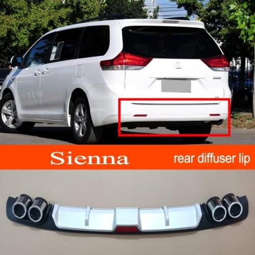 Sienna 11-16 ABS Plastic Silver / Black Car Rear Bumper Rear Diffuser Spoiler Lip for TOYOTA Sienna 2011-2016 Hatchback