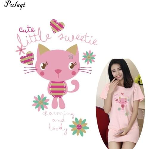 Pulaqi Funny Cat Heat Transfer Patches DIY Decoration Appliqued for Top Coat Clothes Washable Household Parches Stickers D