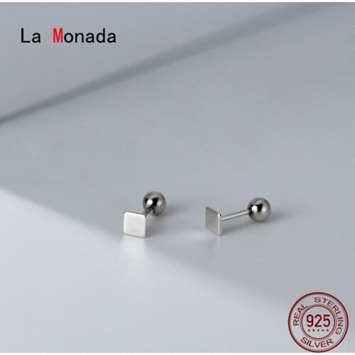 La Monada Fashion Women Silver Earrings Stud Minimalist Square Silver 925 Jewelry Woman Earrings For Women Silver 925 Girls