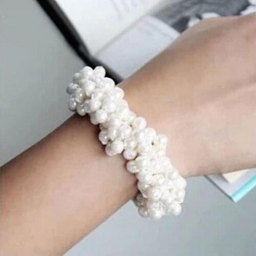 Women Girls Elegant Full Pearls Geometric Sweet Hair Ring Ornament Barrette Headband Hair Accessories