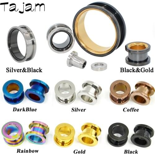 1Pair Surgical Steel Ear Plugs Tunnel Flesh Earring Threaded Hollow Gauges Piercings Ear Expanders Fashion Jewelry 1.6mm-22mm