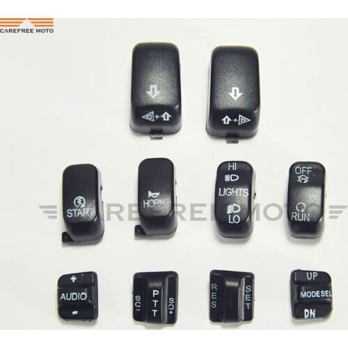 10 PCS BLACK Motorcycle Radio Cruise Control Switch Cap Kit Case for 1996-2013 Harley Touring 2010 2011 2012