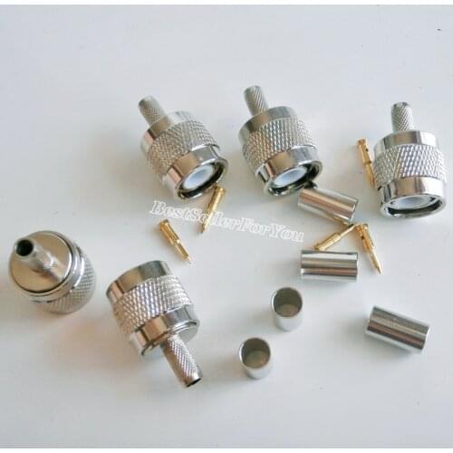10Pcs TNC Male plug crimp For RG58 RG142 RG400 LMR195 cable RF Connector