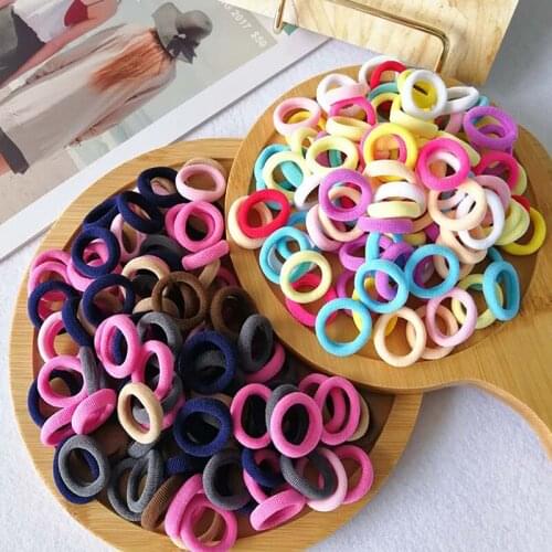 Kids Small Hair Tie Baby Girl Children Headbands Colorful Elastic Hair Bands Nylon Scrunchie Hair Rope 100pcs Hair Accessories