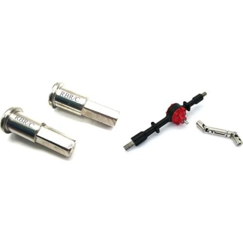 2PCS Metal Wheel Hex Adapter for 1/10 RC Truck Car WPL D12 & 1 Set Metal Rear Bridge Axle with Steel Gear