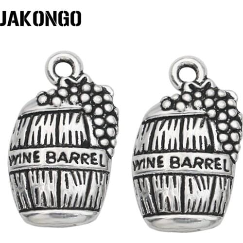 20PCS Antique Silver Plated Wine Barrel Charms Pendants for Jewelry Making Bracelet DIY Accessories 19x11mm