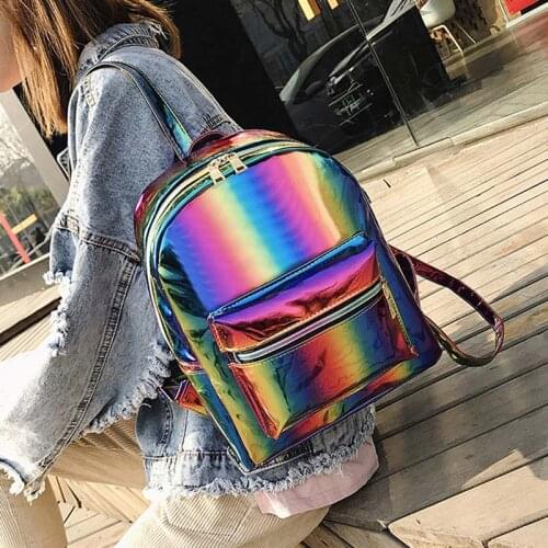 2020 Color Laser School Backpack Women Girl Cool Design Mini Small Women Backpack Shoulder Bag Female Rucksack Bagpack L160