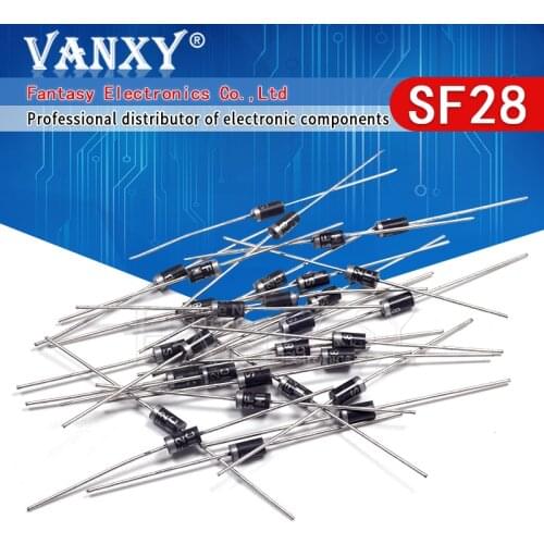 100PCS SF28 Super Fast Rectifier Diode 2A 600V DO-15