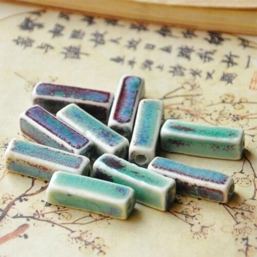8mm*28mm Rectangle Diy Ceramic Bead Bracelet Necklace Handmade Porcelain Material Beads For Jewelry Making Vintage Accessories
