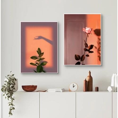 Abstract Wall Art Golden Flowers Figure Shadow Posters and Prints Canvas Paintings for Living Room Bedroom Corridor Decoration