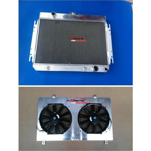 Aluminum Radiator + Shroud + FANS For Chevy Chevelle/El Camino Biscayne / Impala V8 1963-1968 64 65 66 67