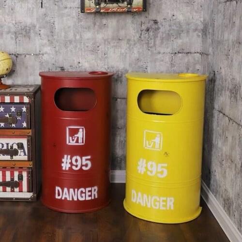 American creative Gasoline tank trash can iron big outdoor garbage can iron rustic home decor home decoration accessories