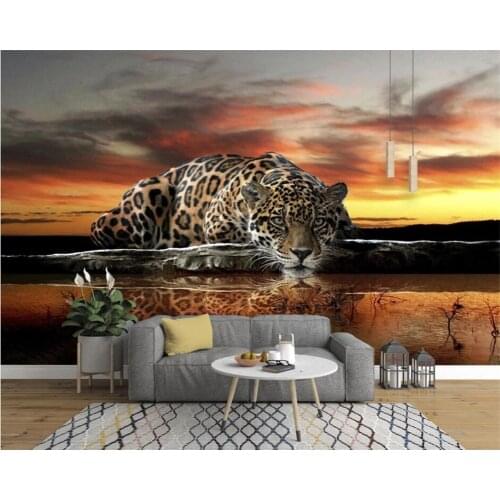 Beibehang papier peint mural 3d Modern personality HD leopard reflection painting TV background wall wall papers home decor