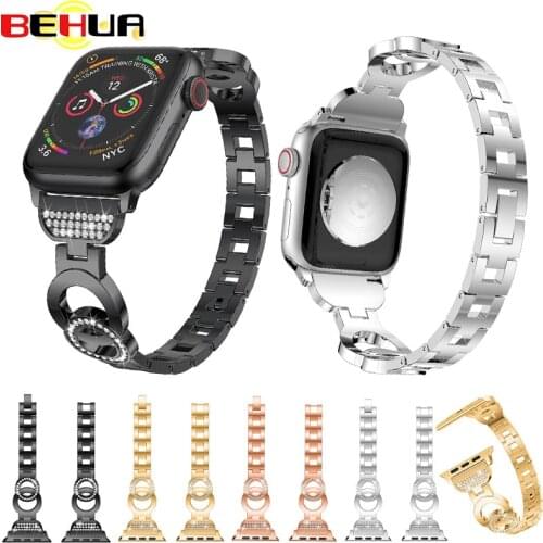 Blinglin Womens Diamond watch Band for apple Watch 38mm 42mm 40mm 44mm Stainless Steel strap Series 4 3 2 1 Wrist band Bracelet