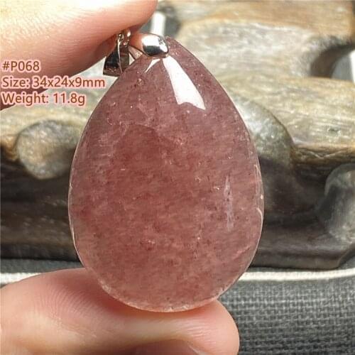 Natural Strawberry Quartz Beads Pendant Jewelry For Women Man Crystal Healing Wealth Luck 34x24x9mm Beads Silver Stone AAAAA