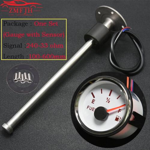Fuel Level Sensor for 240-33 ohm 52mm Car Boat Fuel Level Gauge with 150 200 250 300 350 400 450 550 600mm Fuel Sending Unit