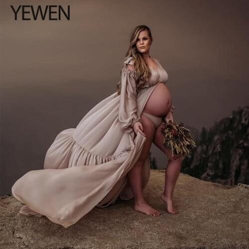 Sexy Shoulderless Maternity Evening Dress Long Pregnant Women Fancy Pregnancy Dress Elegence Maxi Gown Photo Shoot