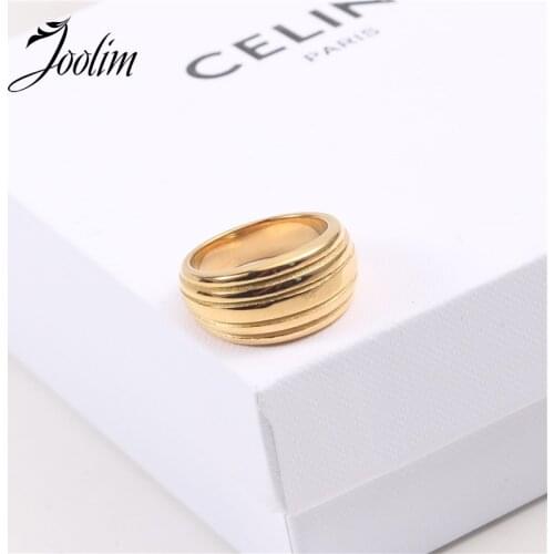 Joolim High End 18K Gold PVD Symple Cool Style Rings for Women Stainless Steel Jewelry Wholesale