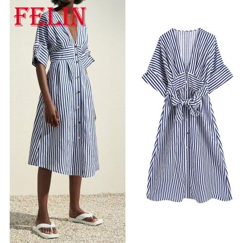 Летние платья в полоску KONDALA China At AliExpress