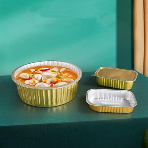 10pcs Net red barbecue tin box disposable bowl cake mold thickened takeaway aluminum foil cup sqaure lunch boxes with lids