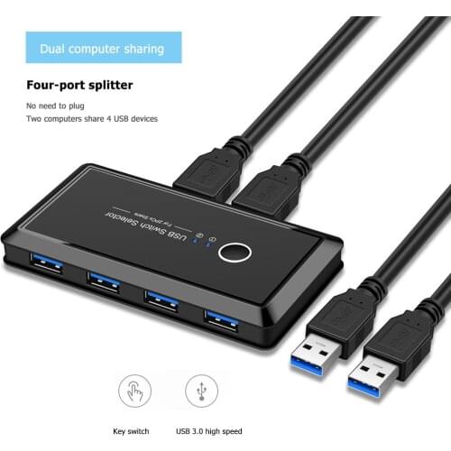 USB KVM Switch USB 3.0 2.0 Switcher 2 Port PCs Sharing 4 Devices for Keyboard Mouse Printer Monitor USB 2.0 3.0 Switch Selector