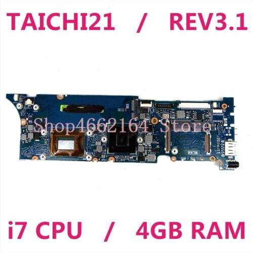 TAICHI21 REV3.1 i7-3517CPU 4GB RAM mainboard For ASUS TAICHI 21 Laptop motherboard MAIN BOARD 100% Tested Working free shipping