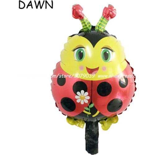 50pcs/lot mini Ladybug balloons cute cartoon film ladybug foil balloons kids lovely toy birthday party supplies ballons