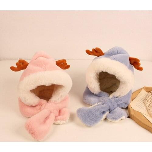 2021 Winter Warm Toddler Baby Hats Thicken Fur Soft Cotton Girls Boys Hats Caps With Ear Cute Infant Lovely Beanie Scarf Caps