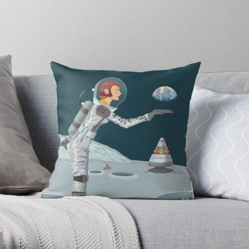 Moon Travel Poster Throw Pillow Cushion Cover Polyester throw pillows case on sofa home living room car seat decor 45x45cm