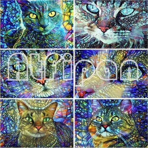 5D DIY Diamond Painting Sale Cat Full Square Diamond Embroidery Animal Mosaic Cross Stitch Kit Home Decoration