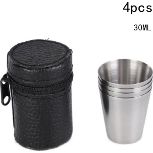 4pcs Outdoor Camping Tableware Travel Cups Set Picnic Supplies Stainless Steel Wine Beer Cup Whiskey Mugs