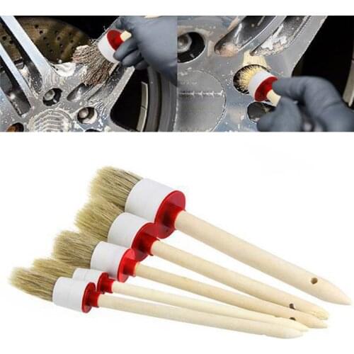 5pcs Car Cleaning Detailing Brush Set Automobile Car Soft Bristle Detail Brush Kit 5 Sizes Car Accessories Car Cleaning Brushes