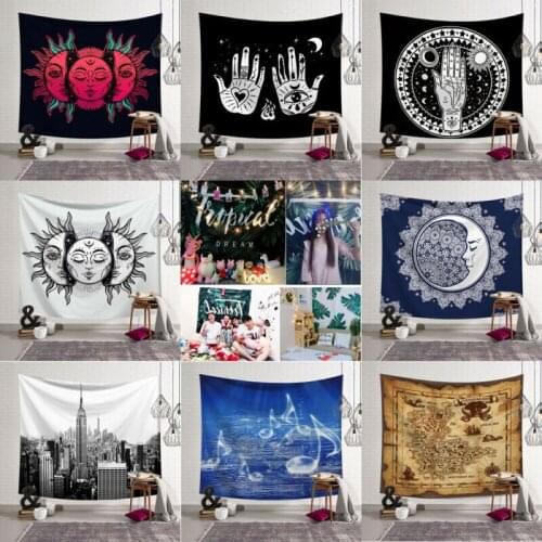 Tapestry Wall Hanging Polyester Indian Mandala Pattern Blanket Home Decoration Yoga Multifunction Mat Small 95x73cm