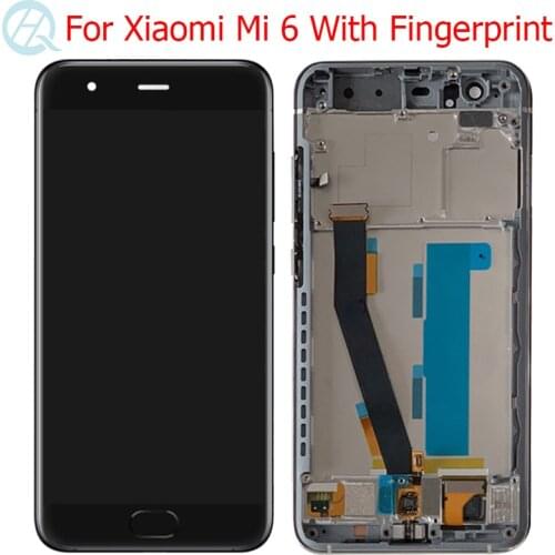 Original Mi6 LCD For Xiaomi Mi 6 Display With Frame 5.15" Mi 6 LCD Fingerprint Display Touch Screen Glass Panel Assembly
