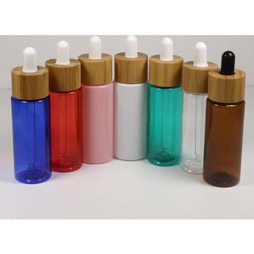50ml plastic dropper bottle with bamboo lid cosmetics packaging